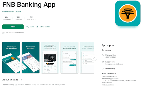 FNB Banking App Screenshot