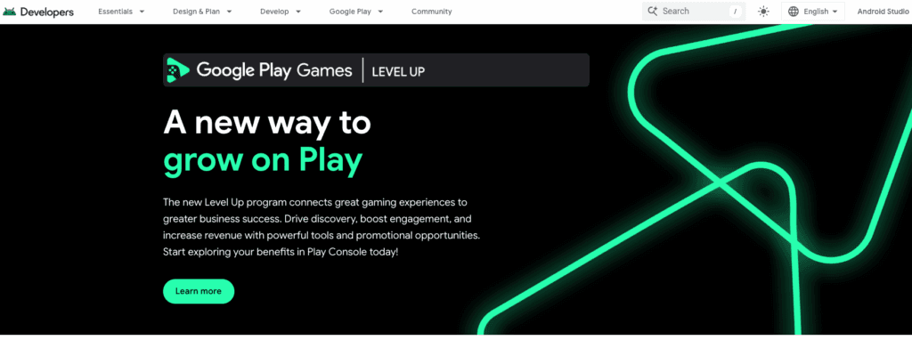 Image of the Android Studio website.