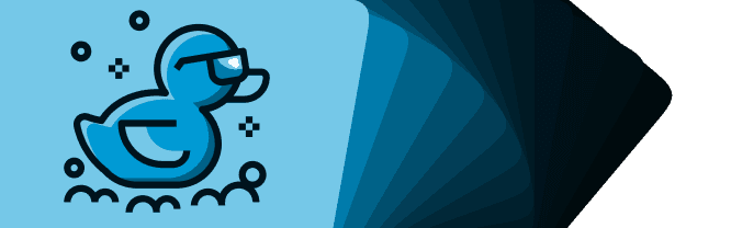 Graphic of a digital blue bird wearing sunglasses on blue tone cards