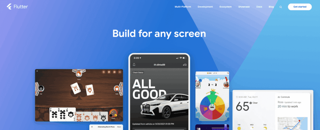 Image of the flutter website