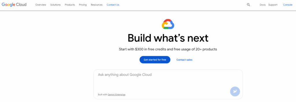 Screenshot of Google Cloud