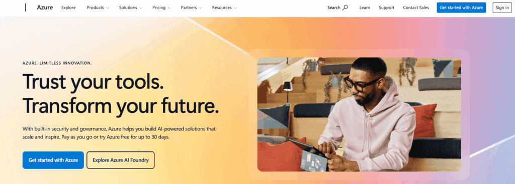 Screenshot of Microsoft Azure